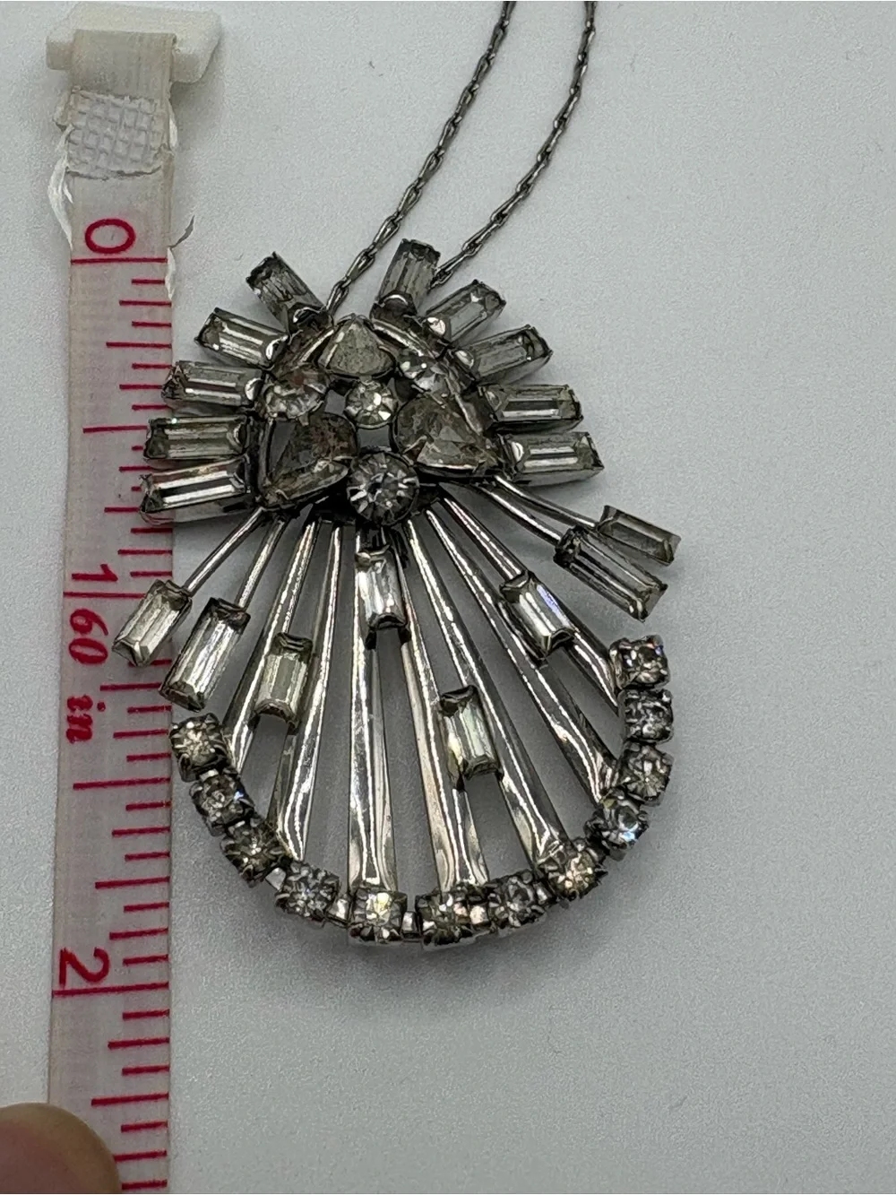 Vintage M&S 1/20 12K GF Rhinestone Convertible Brooch Pendant Necklace